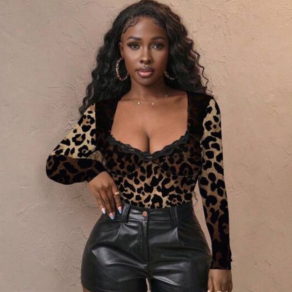 Slay the Leopard Lace Trim Bodysuit NEW 🏷️ - Picture 5 of 5
